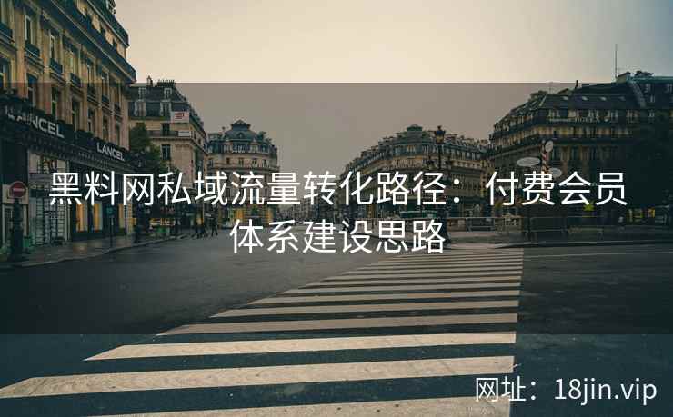 黑料网私域流量转化路径：付费会员体系建设思路