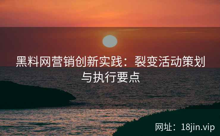 黑料网营销创新实践：裂变活动策划与执行要点